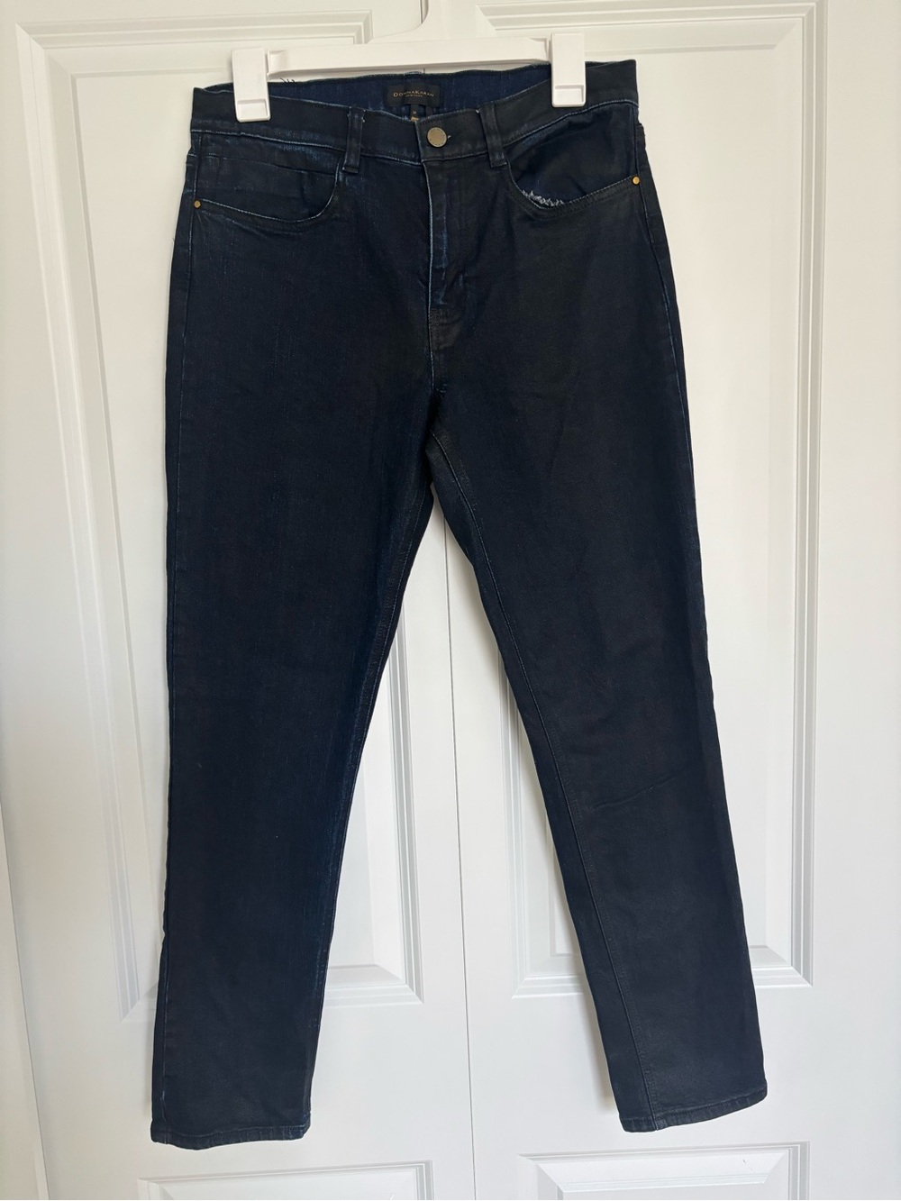 Donna Karan New York Black Coated Blue Jeans Straight Leg Size 30 Fall 2018
